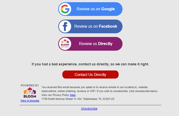 Review request for restaurant reputation management Review request for restaurant reputation management