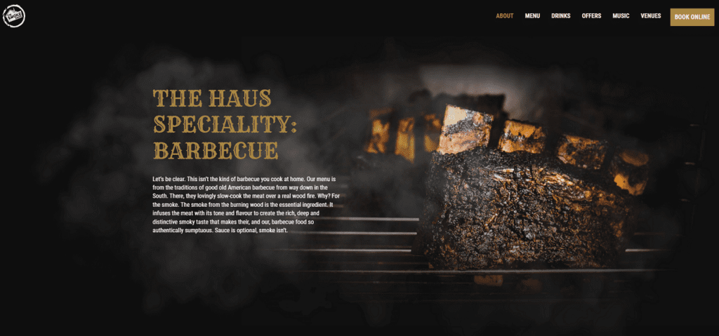 Restaurant Website Example - The Smoke Haus