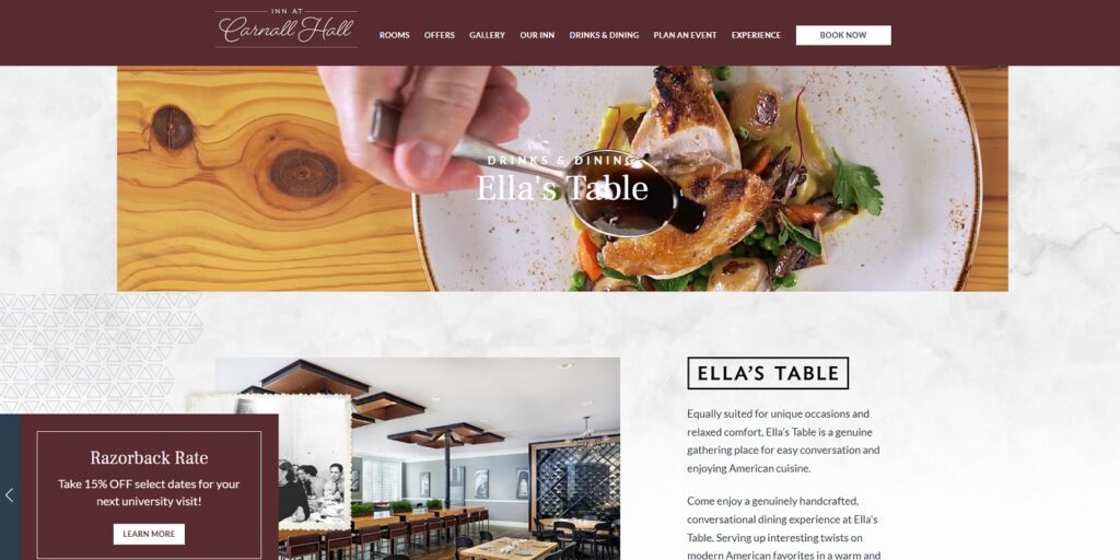 Restaurant Website Example - Ella's Table