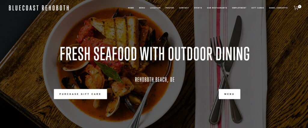 Restaurant Website Example - Bluecoast Rehoboth