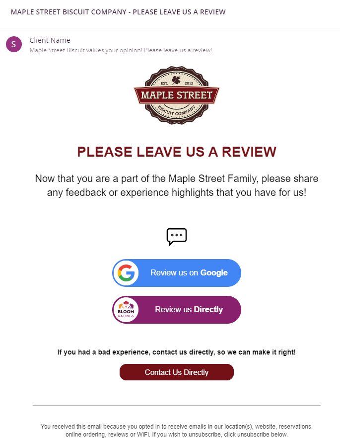 Guest Rating and Review Request