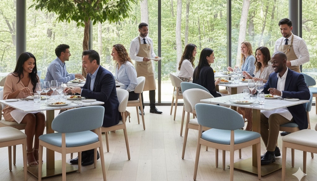 restaurant with guest intelligence running smoothly with happy guests