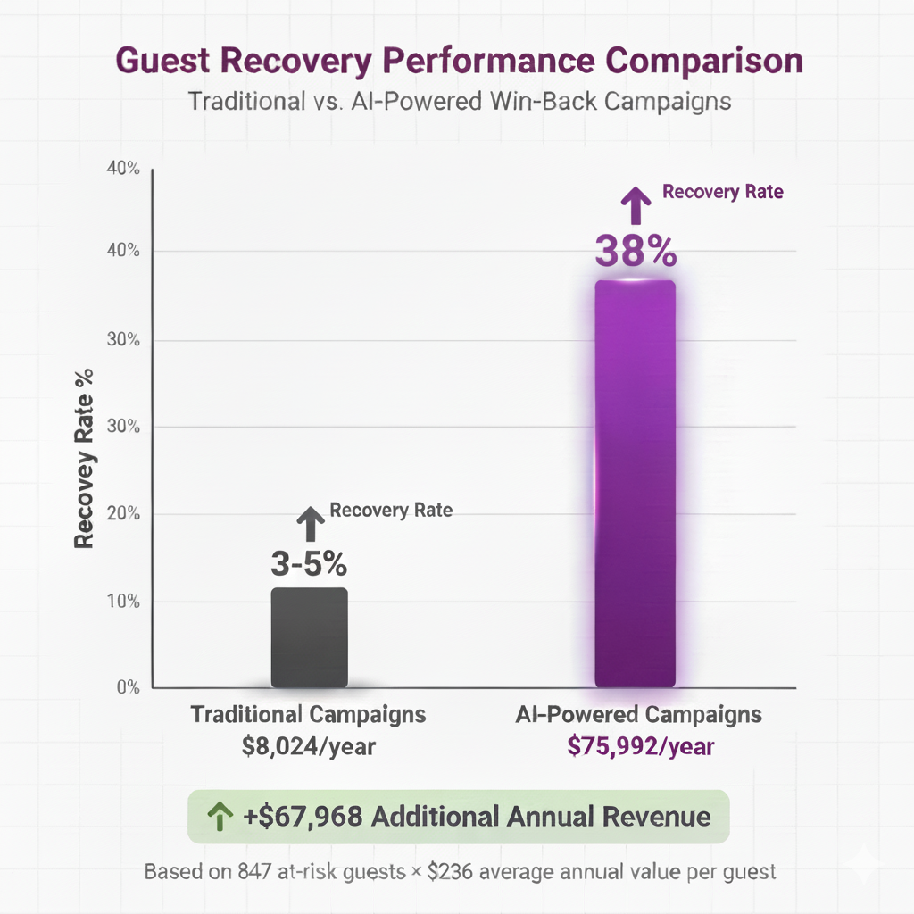 Guest recovery comparison, AI vs. traditional